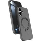 Nezih Case Apple iPhone 16 Plus Uyumlu Içi Kadife Stand Olabilen Halka Yüzüklü Kılıf - Gri