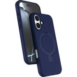 Nezih Case Apple iPhone 16 Plus Uyumlu Içi Kadife Stand Olabilen Halka Yüzüklü Kılıf - Lacivert