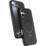 Nezih Case Apple iPhone 16 Plus Uyumlu Içi Kadife Stand Olabilen Halka Yüzüklü Kılıf - Siyah