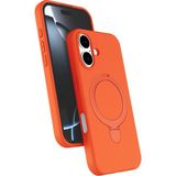 Nezih Case Apple iPhone 16 Plus Uyumlu Içi Kadife Stand Olabilen Halka Yüzüklü Kılıf - Turuncu