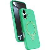 Nezih Case Apple iPhone 16 Plus Uyumlu Içi Kadife Stand Olabilen Halka Yüzüklü Kılıf - Yeşil