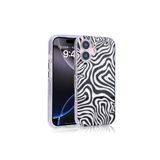 Nezih Case Apple iPhone 16 Plus Uyumlu Magsafe Şarj Özellikli Leopar Desenli Kapak Kılıf, Siyah Beyaz