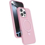 Nezih Case Apple iPhone 16 Pro Max Uyumlu Içi Kadife Stand Olabilen Halka Yüzüklü Kılıf - Pembe