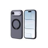 Nezih Case Apple iPhone 17 Air Uyumlu Mat Yüzeyli Magsafe Sarj Destekli Stand Yüzüklü Kılıf, Siyah