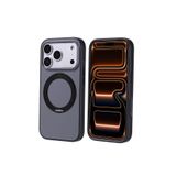 Nezih Case Apple iPhone 17 Pro Uyumlu Mat Yüzeyli Magsafe Sarj Destekli Stand Yüzüklü Kılıf, Siyah