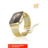 Nezih Case Apple Watch 3/4/5/6/7/8/9/10/se/ultra/ultra2 44mm/46mm/49mm Uyumlu Metal Hasır Kordon