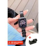 Nezih Case Apple Watch Seri 2/3/4/5/6/7/8/9/se 38MM 40MM 41MM ve Seri 10/11 42MM Uyumlu Ince Metal Kordon - Black - 3- Apple Watch Seri 2/3/4/5/6/7/8/9/se 38mm 40mm 41mm ve Seri 10/11 42mm