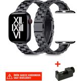 Nezih Case Apple Watch Seri 2/3/4/5/6/7/8/9/se 38MM 40MM 41MM ve Seri 10/11 42MM Uyumlu Ince Metal Kordon - Black - 4- Apple Watch Seri 2/3/4/5/6/7/8/9/se 38mm 40mm 41mm ve Seri 10/11 42mm