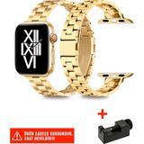 Nezih Case Apple Watch Seri 2/3/4/5/6/7/8/9/se 38MM 40MM 41MM ve Seri 10/11 42MM Uyumlu Ince Metal Kordon - Gold - 4- Apple Watch Seri 2/3/4/5/6/7/8/9/se 38mm 40mm 41mm ve Seri 10/11 42mm