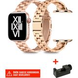 Nezih Case Apple Watch Seri 2/3/4/5/6/7/8/9/se 38MM 40MM 41MM ve Seri 10/11 42MM Uyumlu Ince Metal Kordon - Rose - 4- Apple Watch Seri 2/3/4/5/6/7/8/9/se 38mm 40mm 41mm ve Seri 10/11 42mm