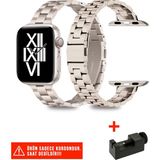Nezih Case Apple Watch Seri 2/3/4/5/6/7/8/9/se 38MM 40MM 41MM ve Seri 10/11 42MM Uyumlu Ince Metal Kordon - Starlight - 4- Apple Watch Seri 2/3/4/5/6/7/8/9/se 38mm 40mm 41mm ve Seri 10/11 42mm
