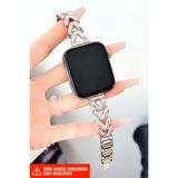 Nezih Case Apple Watch Seri 2/3/4/5/6/7/8/9/se 38mm 40mm 41mm ve Seri 10/11 42mm Uyumlu Şık Mücevher Kordon