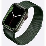 Nezih Case Apple Watch Seri 7/8/9 41MM Uyumlu Olive Hasır Örgü Metal Kordon Olive - Yeşil - Gri