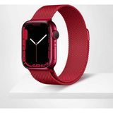 Nezih Case Apple Watch Seri 7/8/9 41MM Uyumlu Redstar Hasır Örgü Metal Kordon Redstar - Kırmızı