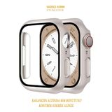 Nezih Case Apple Watch Seri 7/8/9 45mm ile Uyumlu Ekran Koruyucu ve Kasa, 360 Tam Koruma, Starlight