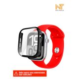Nezih Case Apple Watch Serisi 10 ile Uyumlu 46mm Sert PC Kasa ve Ekran Koruyucu, Parlak Siyah
