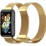 Nezih Case Huawei Band 7 Uyumlu Milano Hasır Örgü Metal Magnet Pratik Kordon - Gold