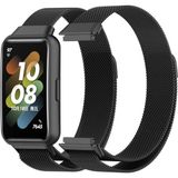 Nezih Case Huawei Band 7 Uyumlu Milano Hasır Örgü Metal Magnet Pratik Kordon - Siyah