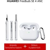 Nezih Case Huawei Freebuds Se 4 Anc Uyumlu Silikon Kılıf + Temizlik Kiti - Beyaz