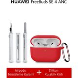 Nezih Case Huawei Freebuds Se 4 Anc Uyumlu Silikon Kılıf + Temizlik Kiti - Kırmızı