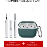 Nezih Case Huawei Freebuds Se 4 Anc Uyumlu Silikon Kılıf + Temizlik Kiti - Koyu Yeşil