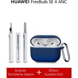 Nezih Case Huawei Freebuds Se 4 Anc Uyumlu Silikon Kılıf + Temizlik Kiti - Lacivert