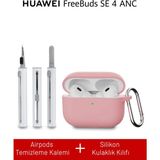 Nezih Case Huawei Freebuds Se 4 Anc Uyumlu Silikon Kılıf + Temizlik Kiti - Pembe