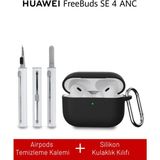 Nezih Case Huawei Freebuds Se 4 Anc Uyumlu Silikon Kılıf + Temizlik Kiti - Siyah