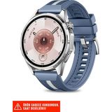 Nezih Case Huawei Watch Buds / Watch 5 / Watch 4 / 4 Pro / Watch 3 / 3 Pro Uyumlu Dikişli Lansman Kordon 22MM - Koyu Mavi