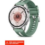 Nezih Case Huawei Watch Buds / Watch 5 / Watch 4 / 4 Pro / Watch 3 / 3 Pro Uyumlu Dikişli Lansman Kordon 22MM - Yeşil