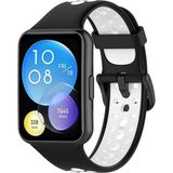 Nezih Case Huawei Watch Fit 2 Uyumlu A+ Kalite Delikli Nike Spor Jel Silikon Kordon/strap - Siyah - Beyaz - Delikli Kordon