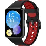 Nezih Case Huawei Watch Fit 2 Uyumlu A+ Kalite Delikli Nike Spor Jel Silikon Kordon/strap - Siyah - Kırmızı - Delikli Kordon