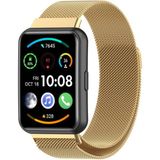 Nezih Case Huawei Watch Fit 2 Uyumlu Metal Örgü Hasır Mıktanıslı Pratik Kordon - Gold - Metal Hasır Kordon