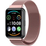 Nezih Case Huawei Watch Fit 2 Uyumlu Metal Örgü Hasır Mıktanıslı Pratik Kordon - Pembe - Metal Hasır Kordon