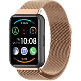 Nezih Case Huawei Watch Fit 2 Uyumlu Metal Örgü Hasır Mıktanıslı Pratik Kordon - Rose Gold - Metal Hasır Kordon