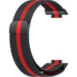 Nezih Case Huawei Watch Fit 2 Uyumlu Metal Örgü Hasır Mıktanıslı Pratik Kordon - Siyah - Kırmızı