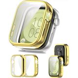 Nezih Case Huawei Watch Fit 3 Uyumlu Yumuşak Silikon 360 Tam Koruma Kasa ve Ekran Koruyucu - Gold