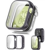 Nezih Case Huawei Watch Fit 3 Uyumlu Yumuşak Silikon 360 Tam Koruma Kasa ve Ekran Koruyucu - Koyu Gri