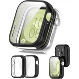 Nezih Case Huawei Watch Fit 3 Uyumlu Yumuşak Silikon 360 Tam Koruma Kasa ve Ekran Koruyucu - Siyah