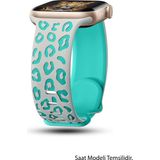 Nezih Case Huawei Watch Gt-Gt2-Gt3 42MM ve Elegant 20MM Uyumlu A Kalite Leopar Desenli Silikon Kordon - Turkuaz - Gt-gt2-gt3 42mm Elegant