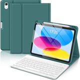 Nezih Case Ipad Air 11 Inch M2 M3 Çip Air 4. /5. /6. Nesil Uyumlu Kablosuz Bluetooth Bağlantılı Kalem Bölmeli Klavyeli Kılıf - Koyu Yeşil