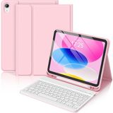 Nezih Case Ipad Air 11 Inch M2 M3 Çip Air 4. /5. /6. Nesil Uyumlu Kablosuz Bluetooth Bağlantılı Kalem Bölmeli Klavyeli Kılıf - Pembe