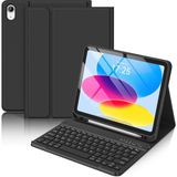 Nezih Case Ipad Air 11 Inch M2 M3 Çip Air 4. /5. /6. Nesil Uyumlu Kablosuz Bluetooth Bağlantılı Kalem Bölmeli Klavyeli Kılıf - Siyah