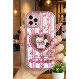 Nezih Case iPhone 11 Pro Max Uyumlu Premium Pembe Kedi ve Fiyonk Desenli Aynalı Telefon Kılıfı
