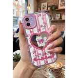Nezih Case iPhone 11 Uyumlu Premium Pembe Kedi ve Fiyonk Desenli Aynalı Telefon Kılıfı