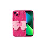 Nezih Case iPhone 14 ile Uyumlu Kamera Korumalı 3D Kelebek Figürlü Yumuşak Silikon Kılıf, Koyu Pembe