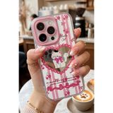 Nezih Case iPhone 15 Pro Max Uyumlu Pembe Kedi ve Fiyonk Desenli Aynalı Telefon Kılıfı