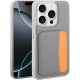 Nezih Case iPhone 15 Uyumlu Kart Bölmeli Suni Deri Cüzdanlı Kılıf - Gri