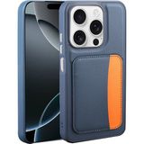 Nezih Case iPhone 15 Uyumlu Kart Bölmeli Suni Deri Cüzdanlı Kılıf - Lacivert
