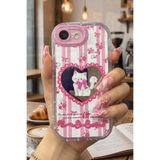 Nezih Case iPhone 17 Air Uyumlu Premium Pembe Kedi ve Fiyonk Desenli Aynalı Telefon Kılıfı